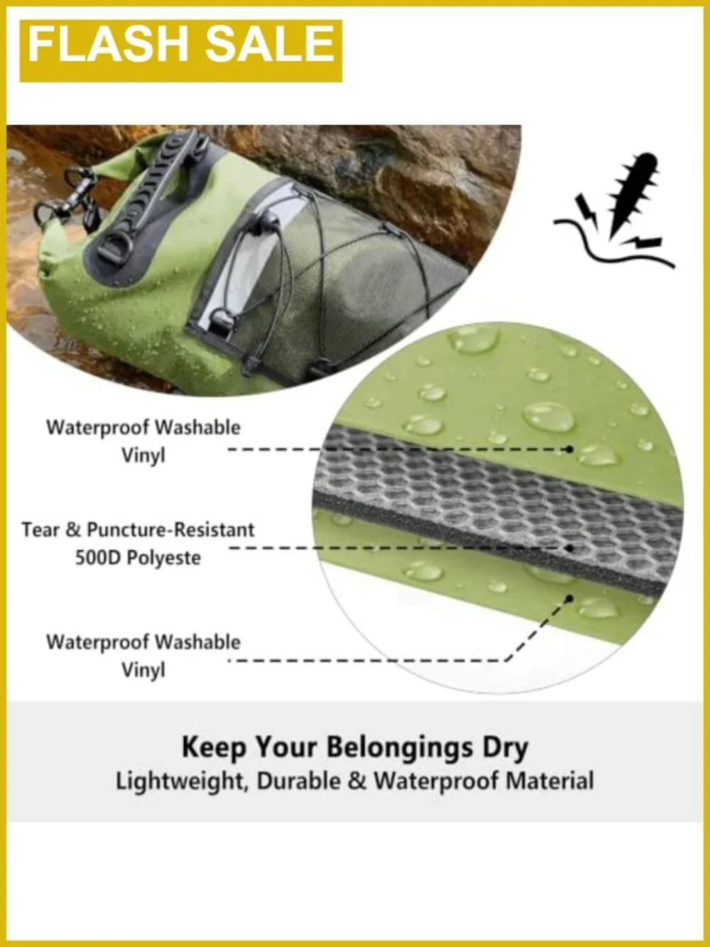 20L Roll-Top Waterproof Dry Bag Backpack for Kayaking Hiking